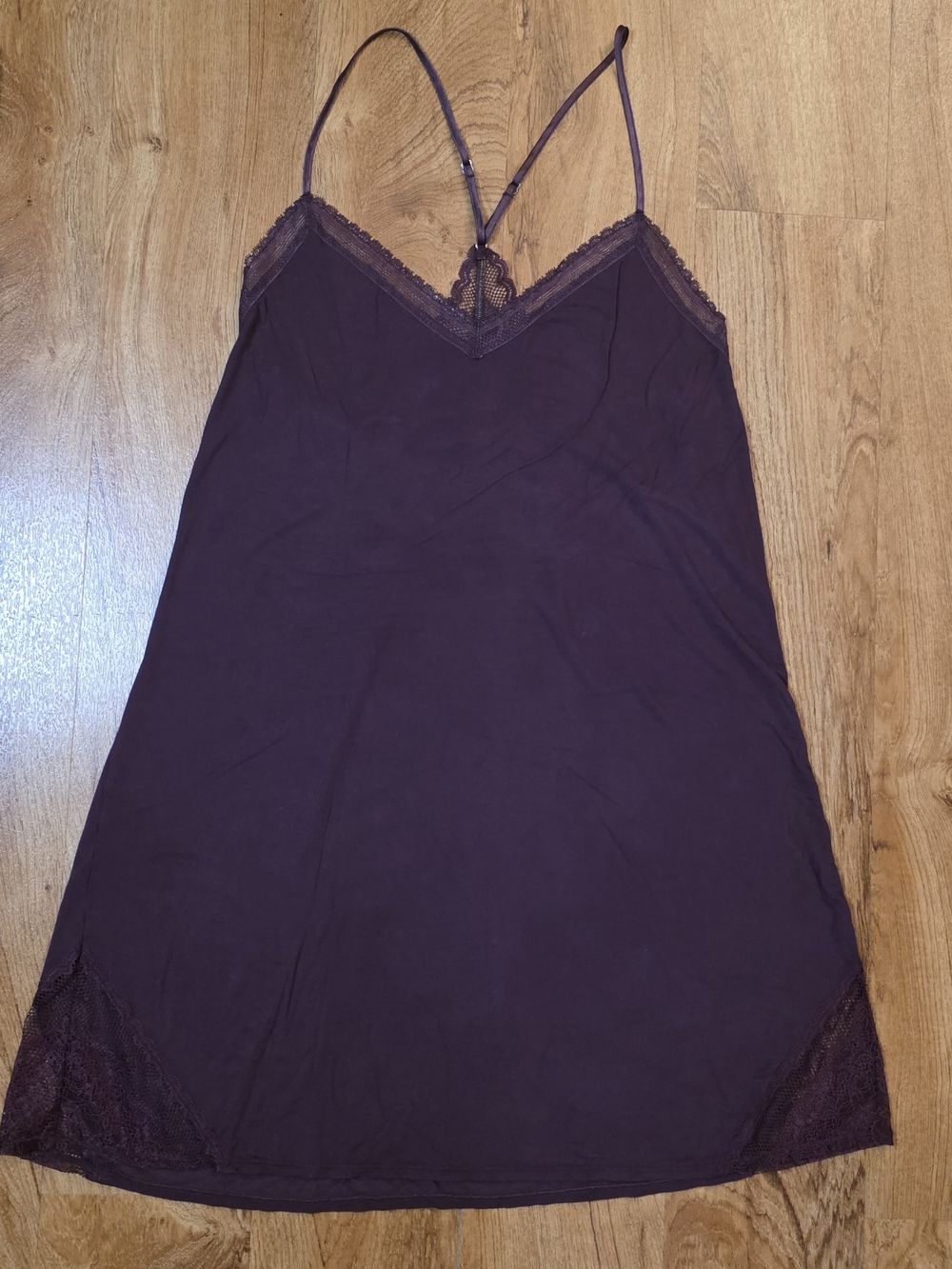 Victoria's Secret Burgundy Purple Lace Trim Slip Dress